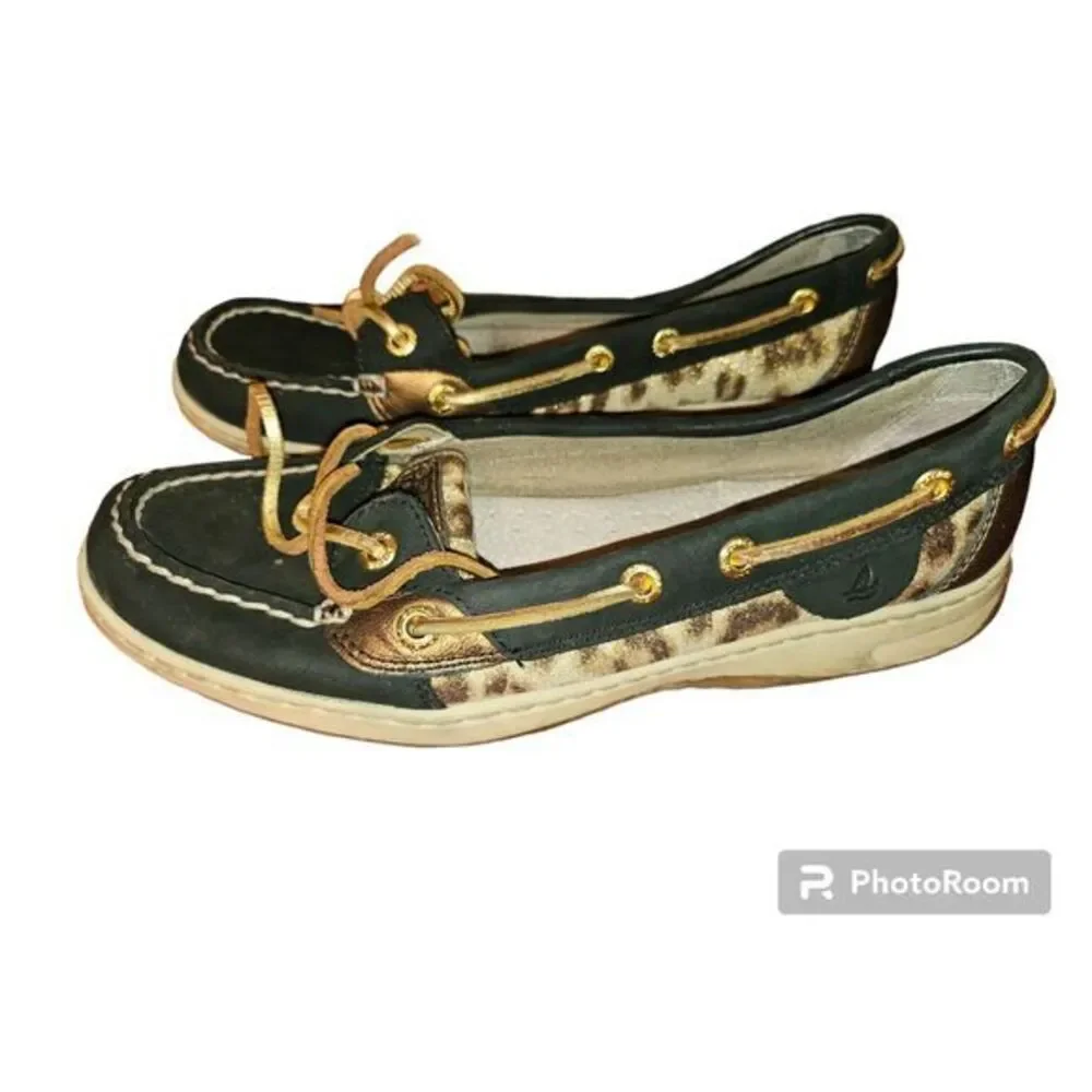 Sperry Top Sider Size 7.5 STS93493 Leather / Leopard Print Boat‎ Shoe Womens